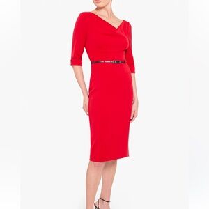 Black Halo Jackie O red Midi Dress classy designer Sz.6